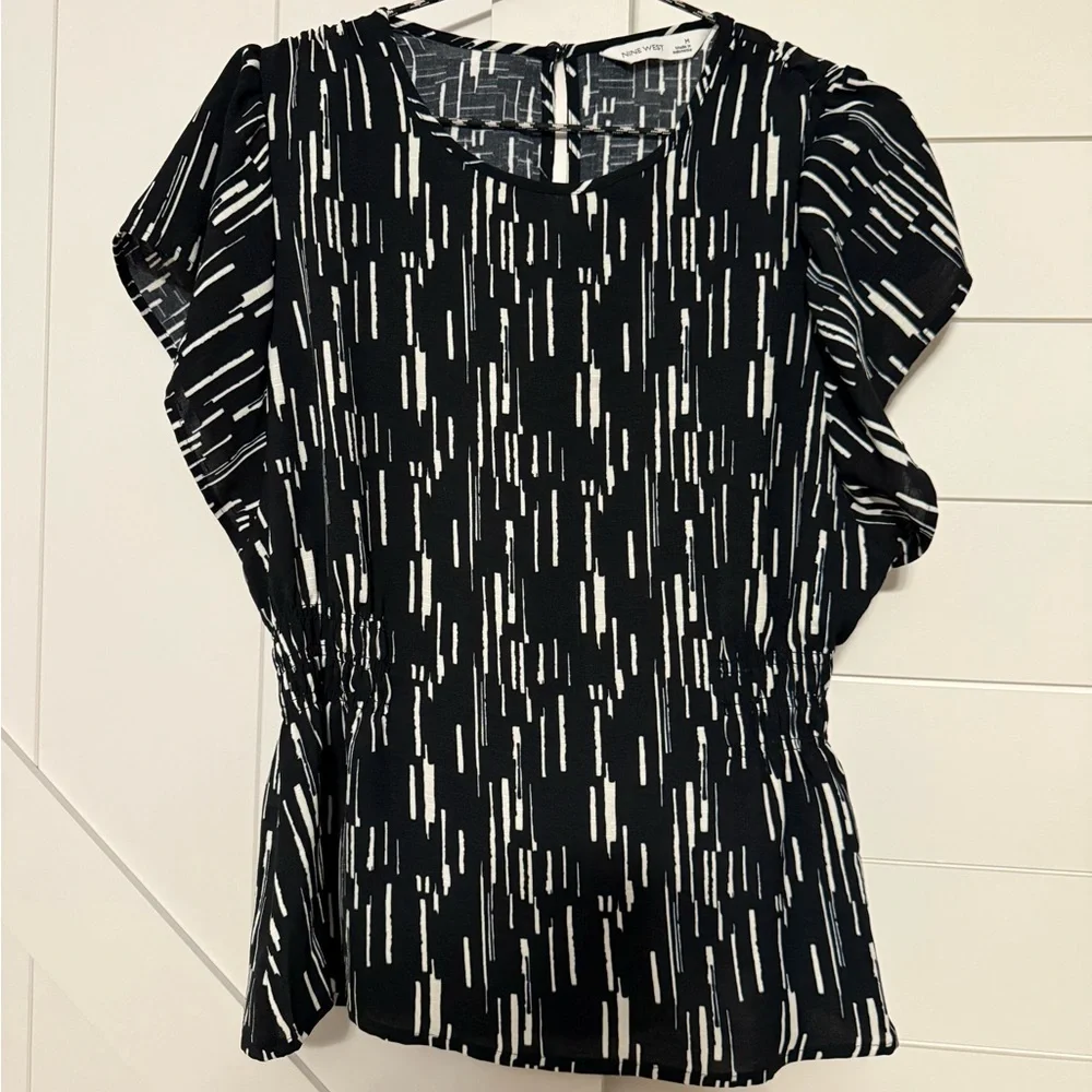 Nine West Black and White Women's Blouse - Picture 1 of 5